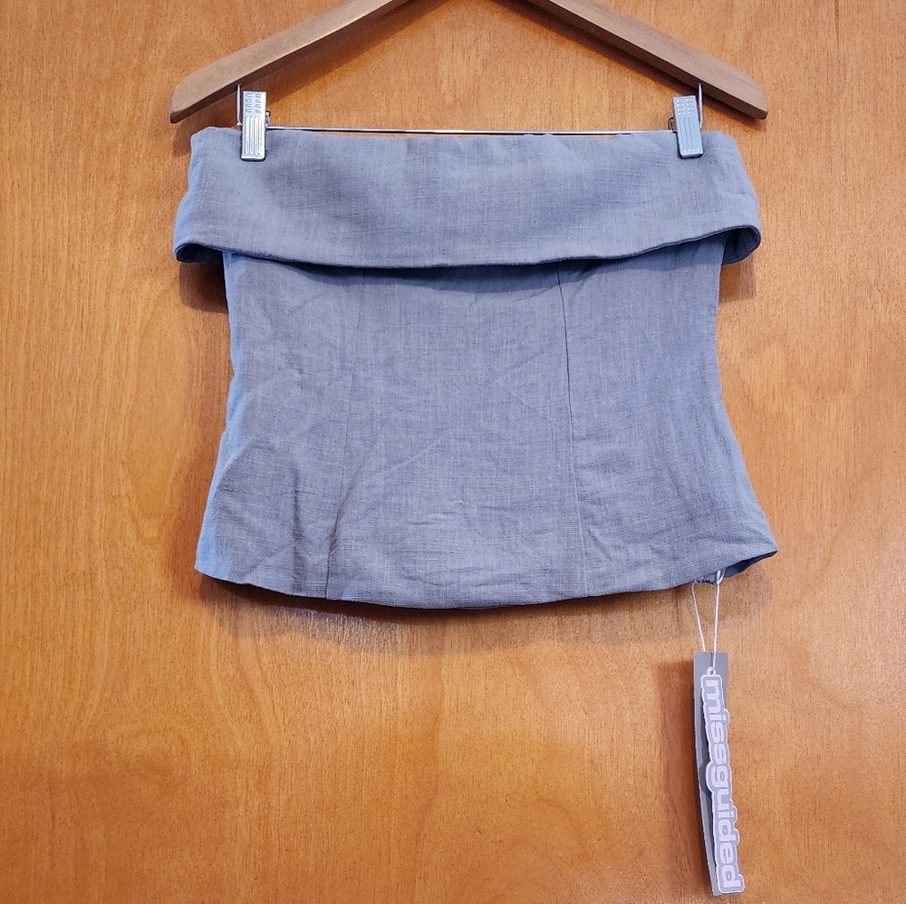 NWT Missguided Linen Strapless Top